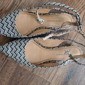 Anthro Pilcro Pointed Toe Woven Ankle Strap Flats